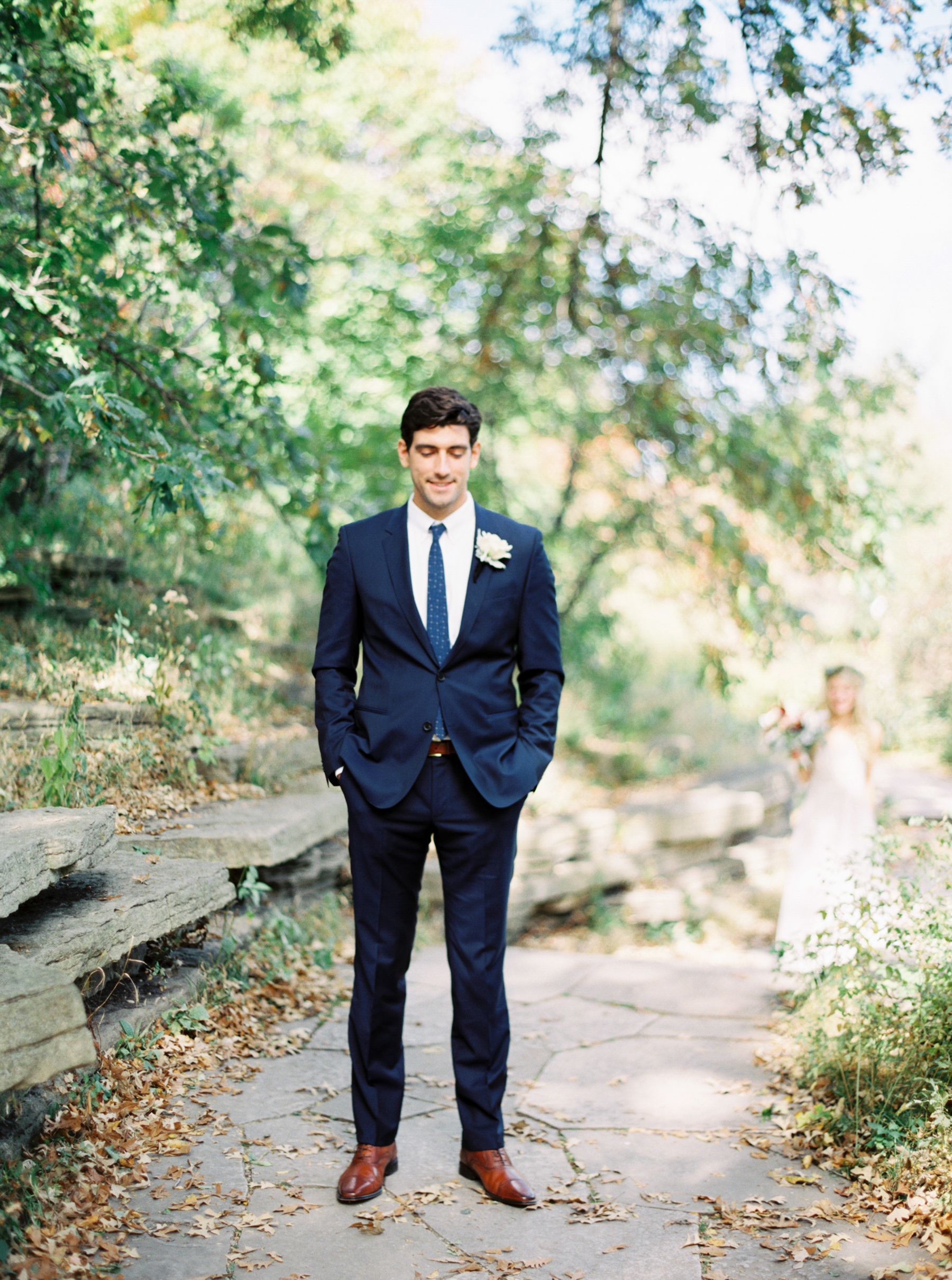 groom waiting for bride first look Chicago Wedding Photographer