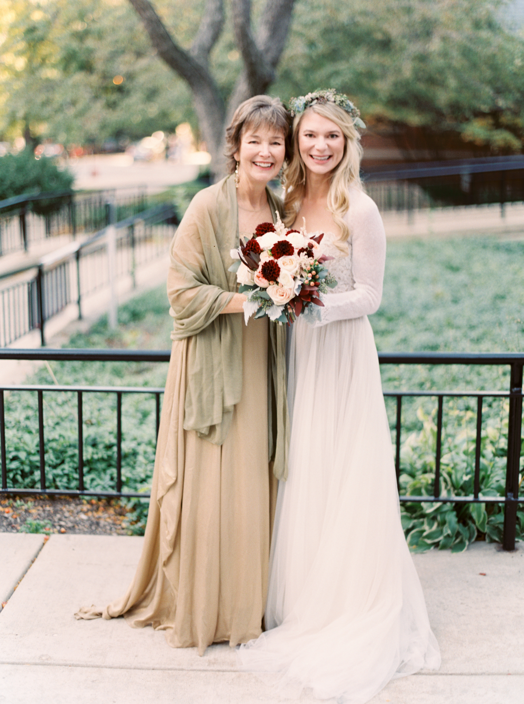 bride and mom pose for Chicago Wedding Photographer
