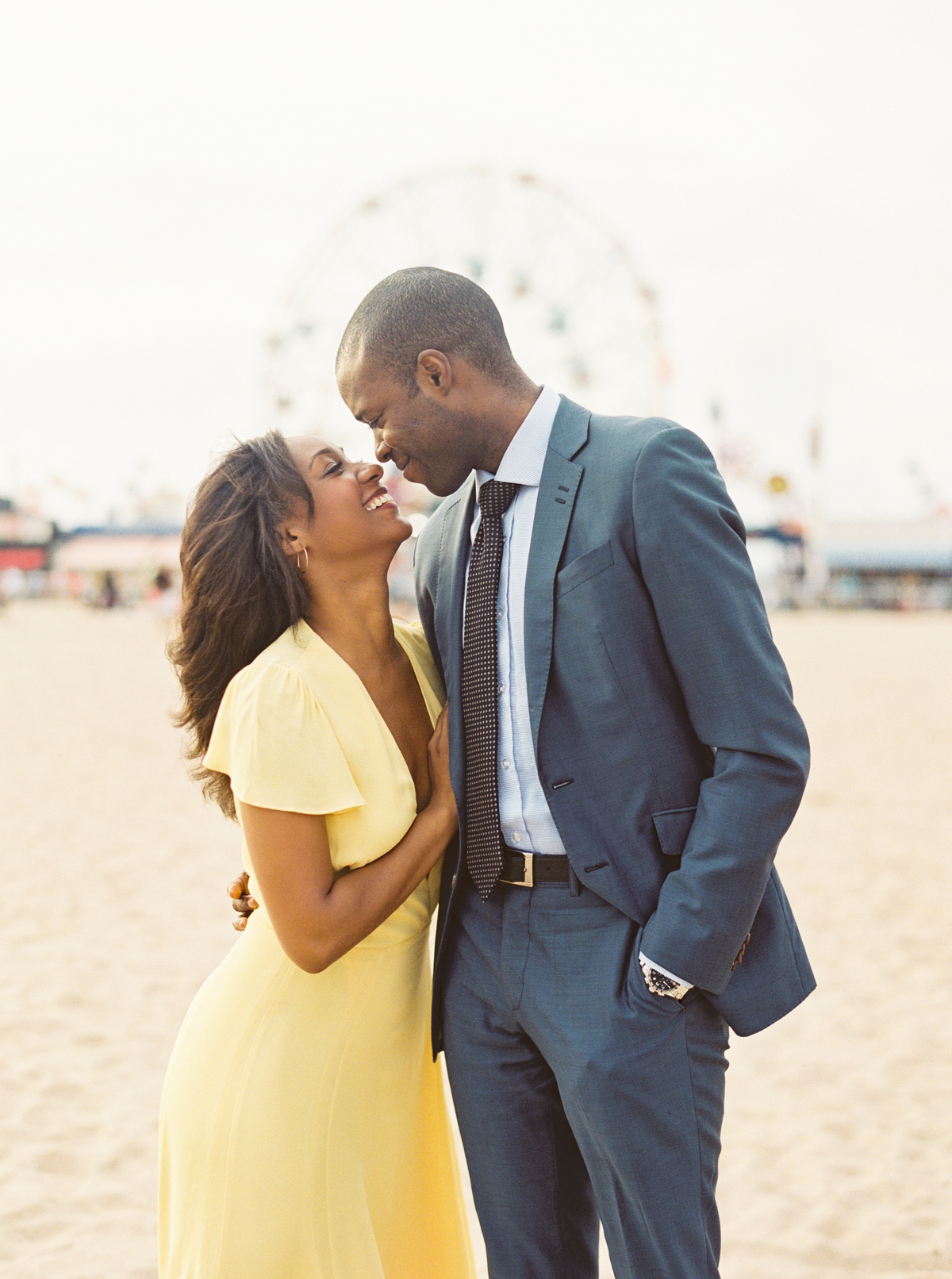 NYC engagement session on beach at Coney Island